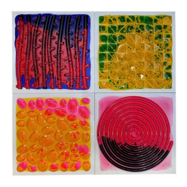 Textured sensory liquid tiles - set of 4