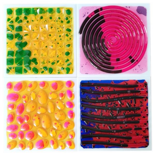 Textured sensory liquid tiles - set of 4