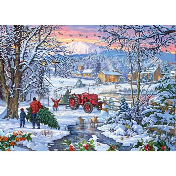 Puzzle - bringing home the tree (1000 XXL)