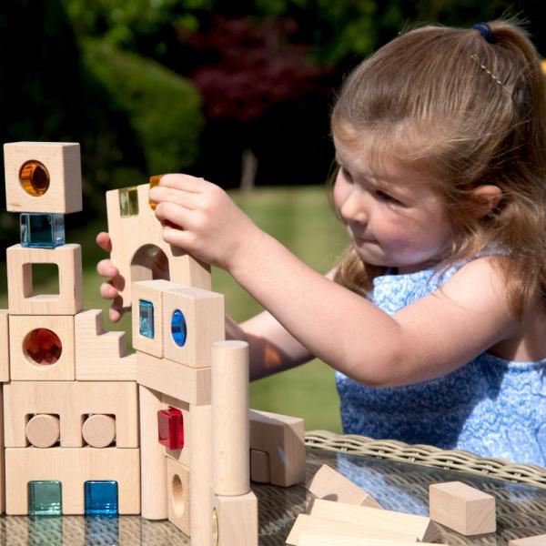 Wooden building gem blocks