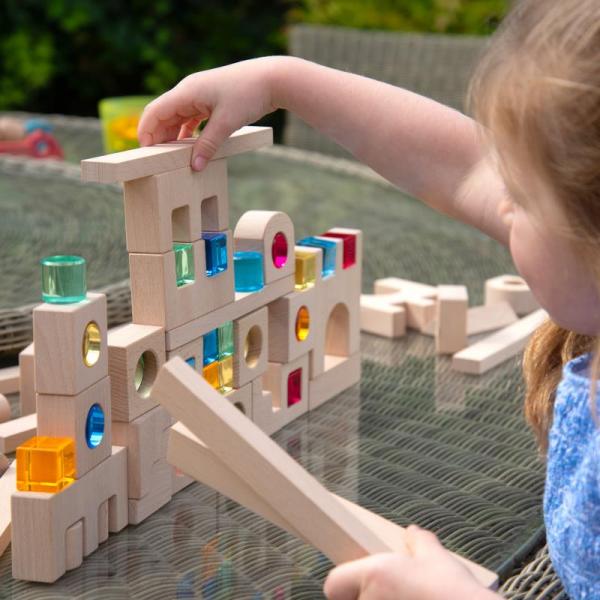 Wooden building gem blocks