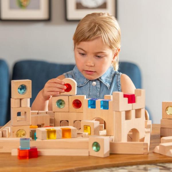 Wooden building gem blocks