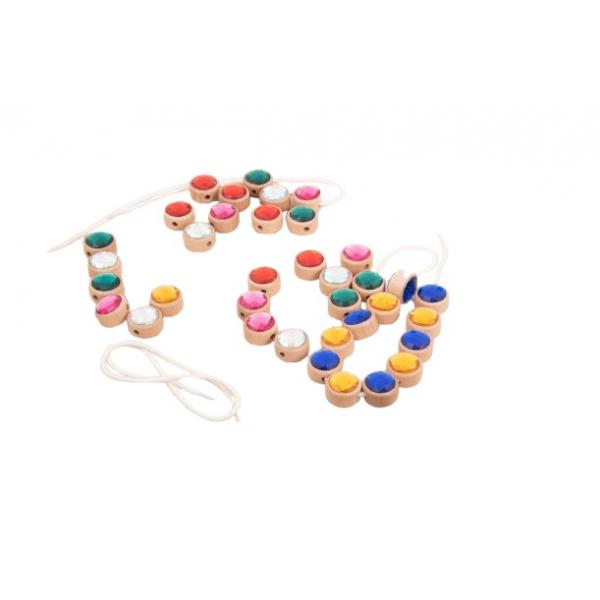 Wooden lacing jewels