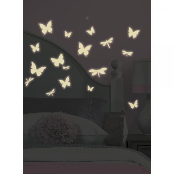 Wall sticker Butterflies and Dragonflies- glow in the dark